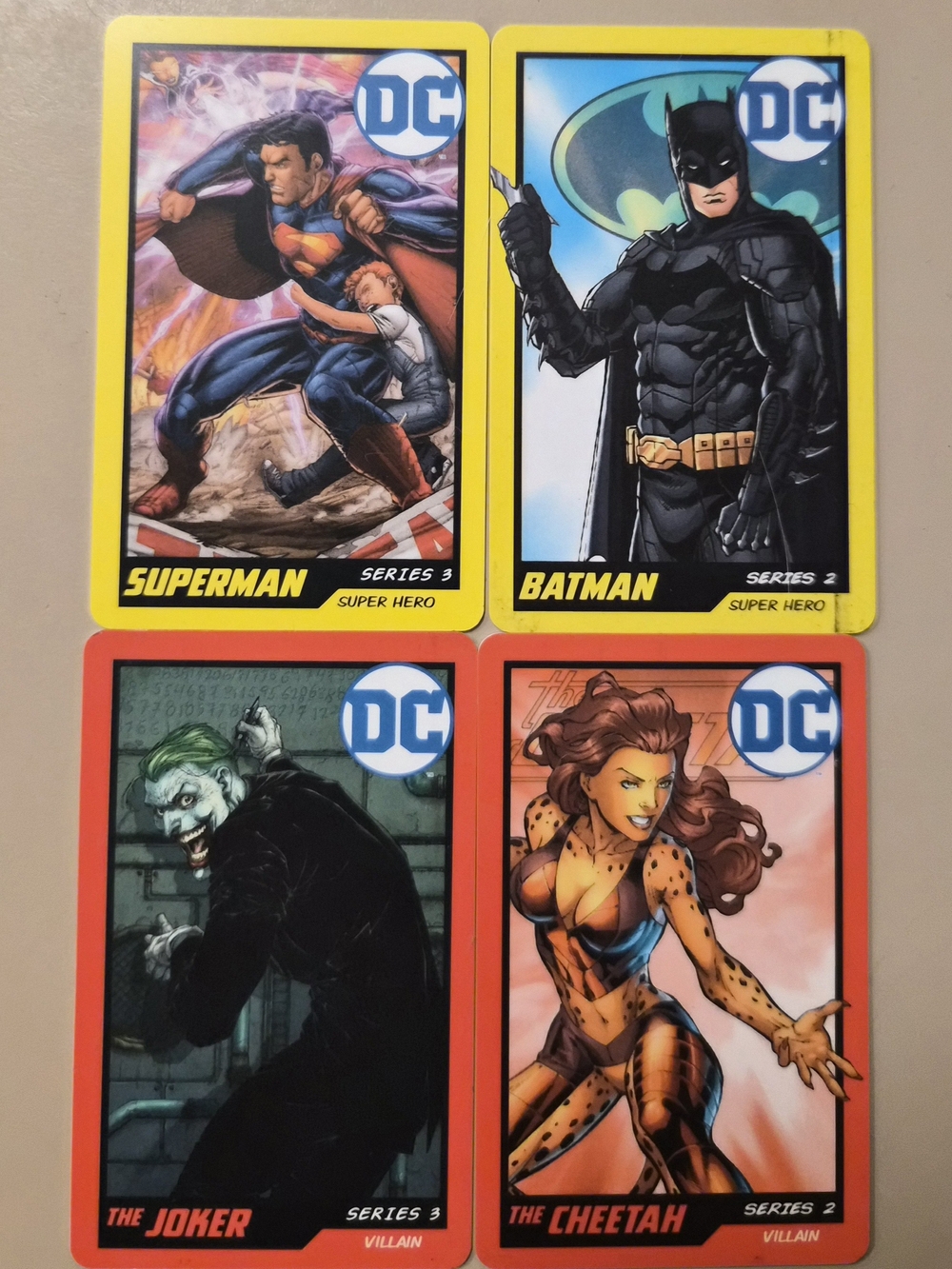 DC Comics Arcade Pusher Card Series 2- The Cheetah, Superman, Batman, Joker